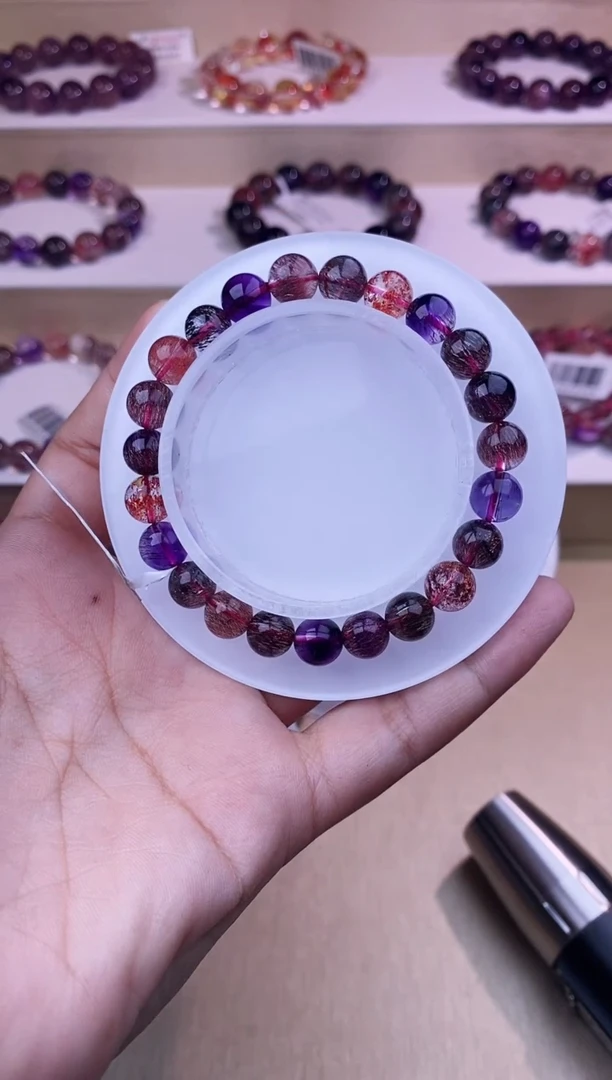 未镶嵌手串水晶黑加仑超七单圈8m+