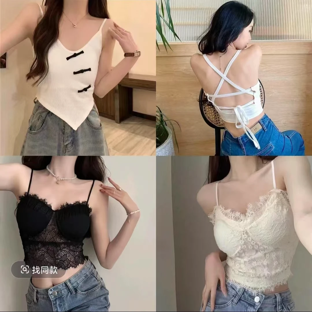（工厂清仓）女士蕾丝性感吊带背心直筒型简约修身不限季节百搭美背