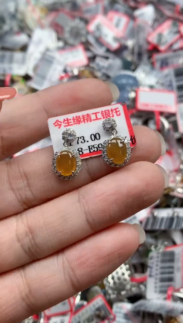 银S925镶嵌戒指翡翠天然A货缅甸翡翠