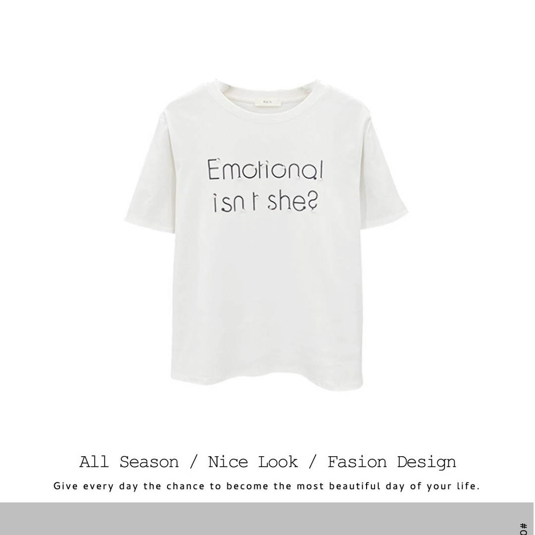722 oversize美式字母印花短袖T恤女时尚休闲宽松#361