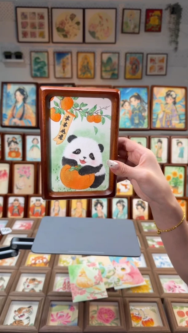 国画事事如意熊猫 手绘国画6