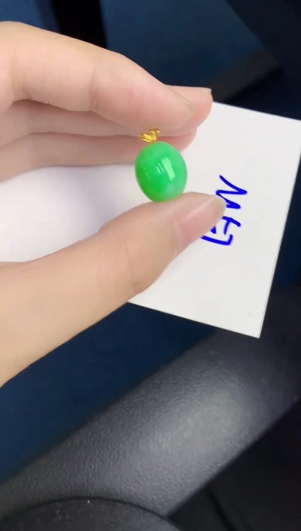 翡翠18K金镶嵌颈饰天然翡翠緬甸A貨
