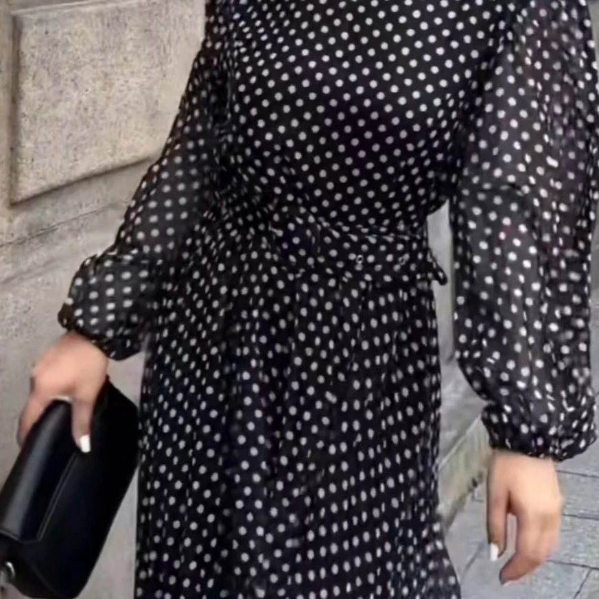 【清仓福利-拼手速】新款气质女士经典波点显瘦连衣裙EB8N011