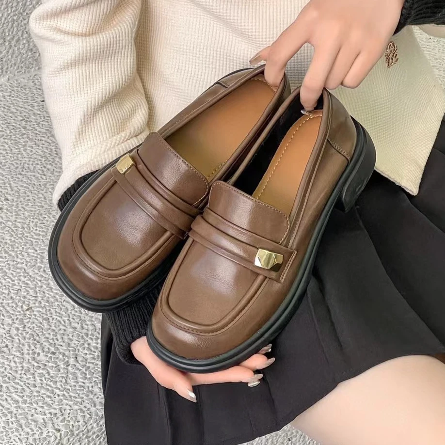 新款牛皮乐福鞋310228栗色