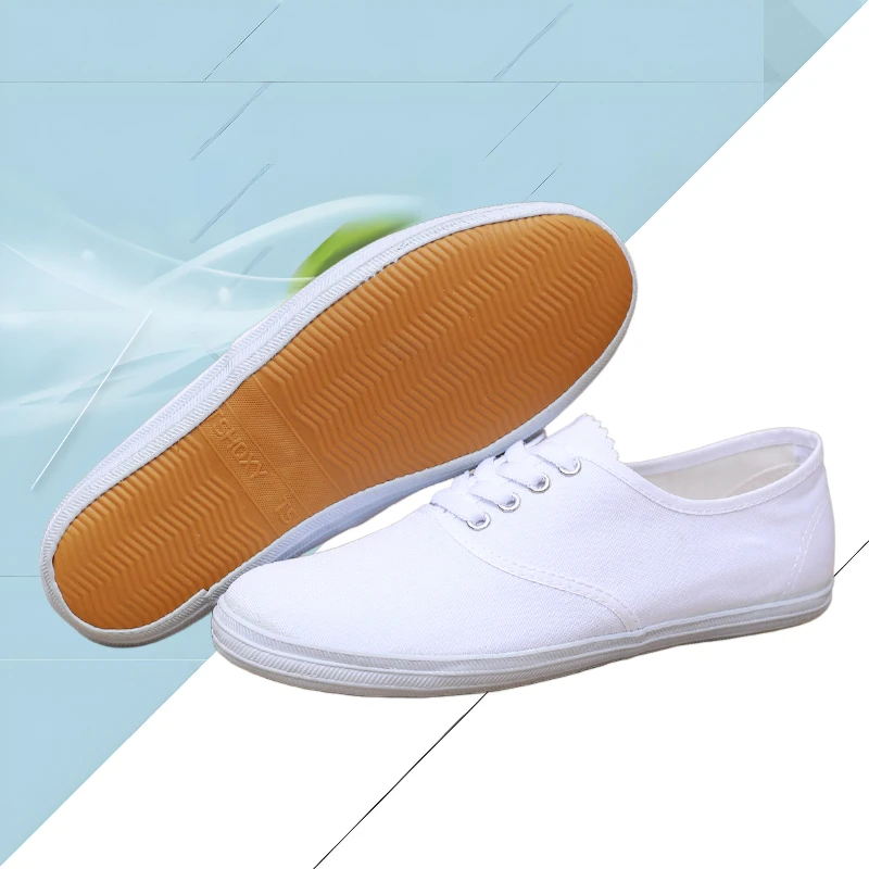 白网鞋帆布鞋白色白球鞋训练软底防滑练功舞蹈男女白鞋工作鞋女