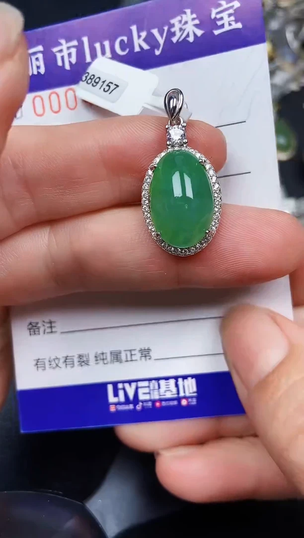 翡翠银S925镶嵌颈饰4778