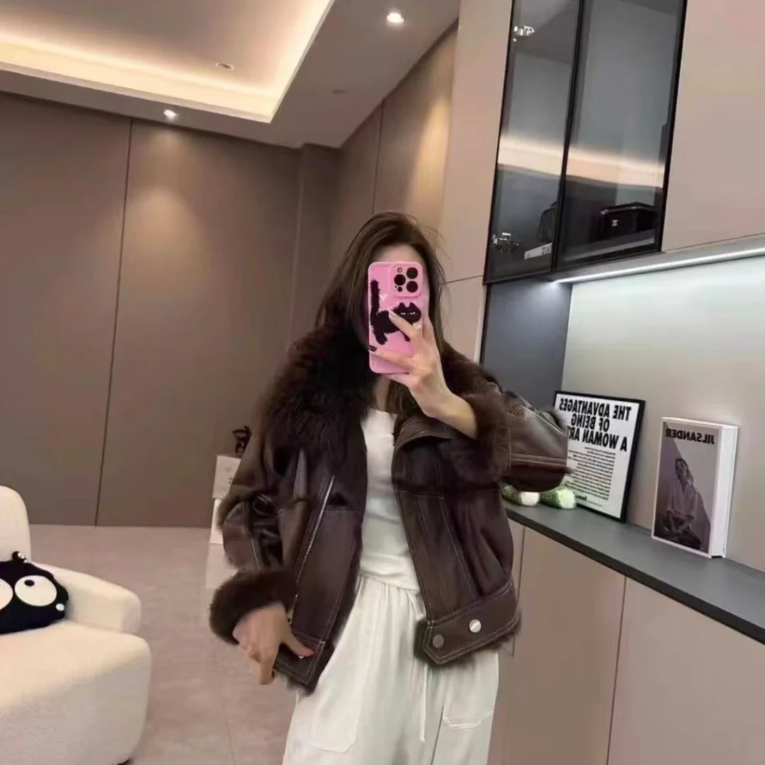 【敏哥专属】机车时尚休闲百搭连帽保暖加厚韩版冬季大毛领短外套