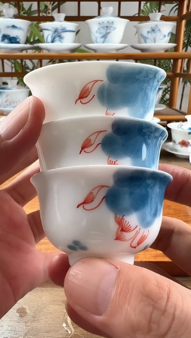 用****0微瑕线条莲小和顺杯3个