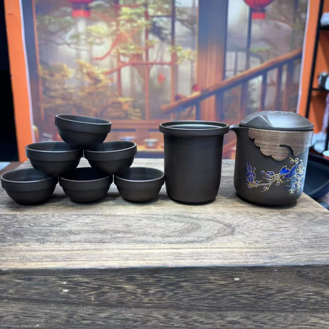 老紫砂喜上枝头快客旅行套