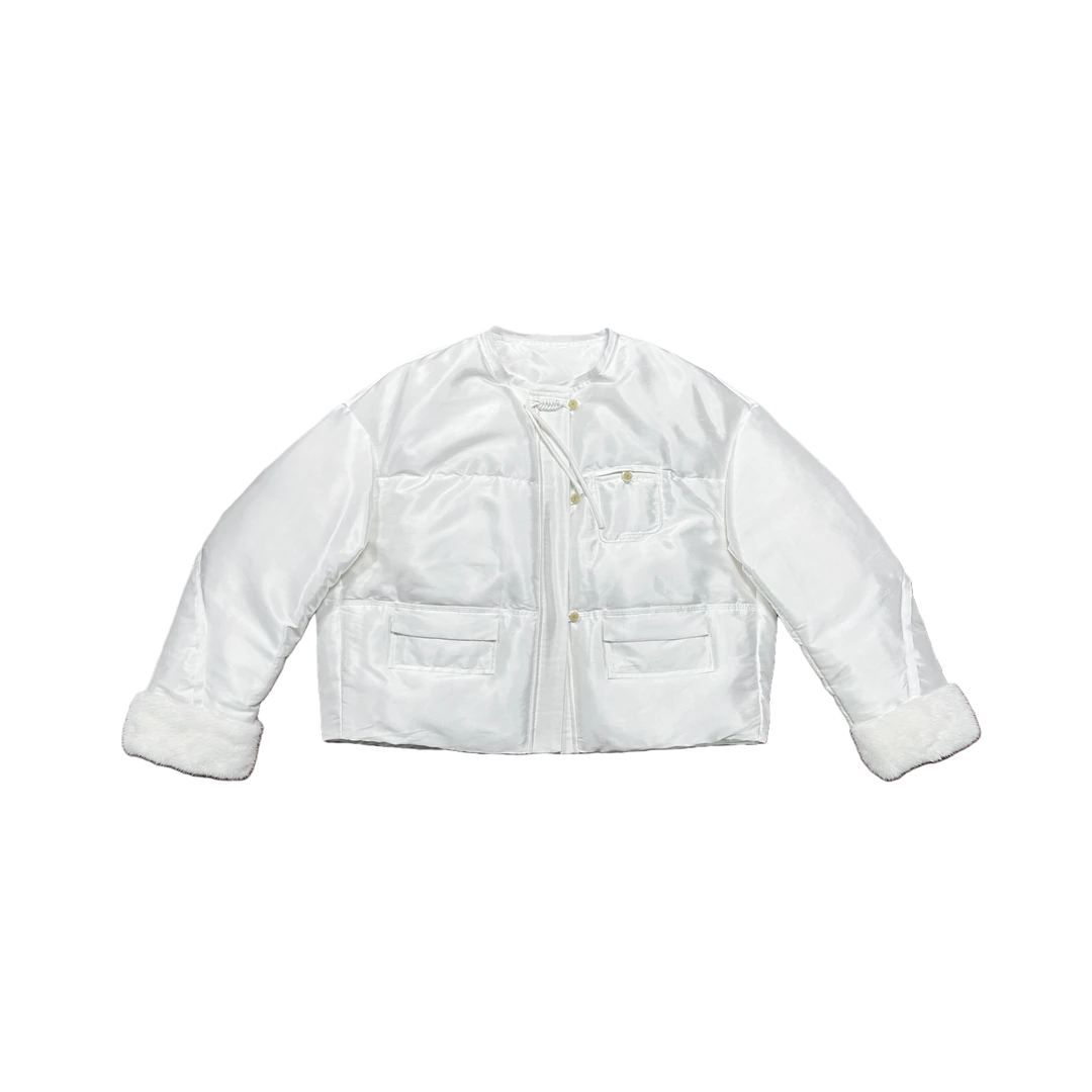 中国丝绸 双宫绸鹅绒服水貂袖 女士轻奢短款 保暖贵气 YSJY830