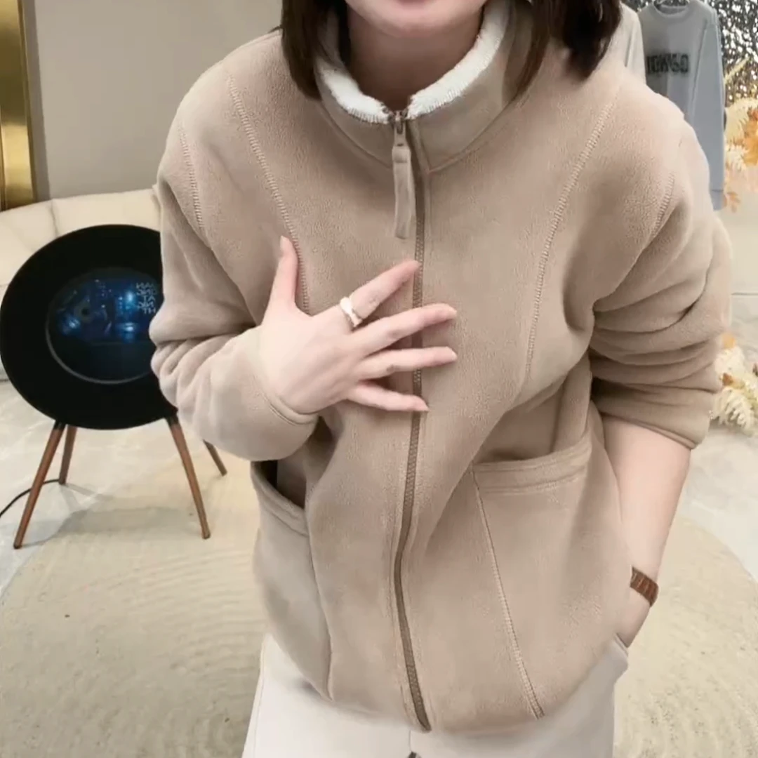 2025秋冬保暖好穿舒适显瘦立领防风时尚百搭开衫厚外套LK2508367