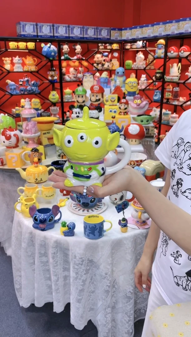 【闪购商品】1@@三眼仔陶瓷带盖杯