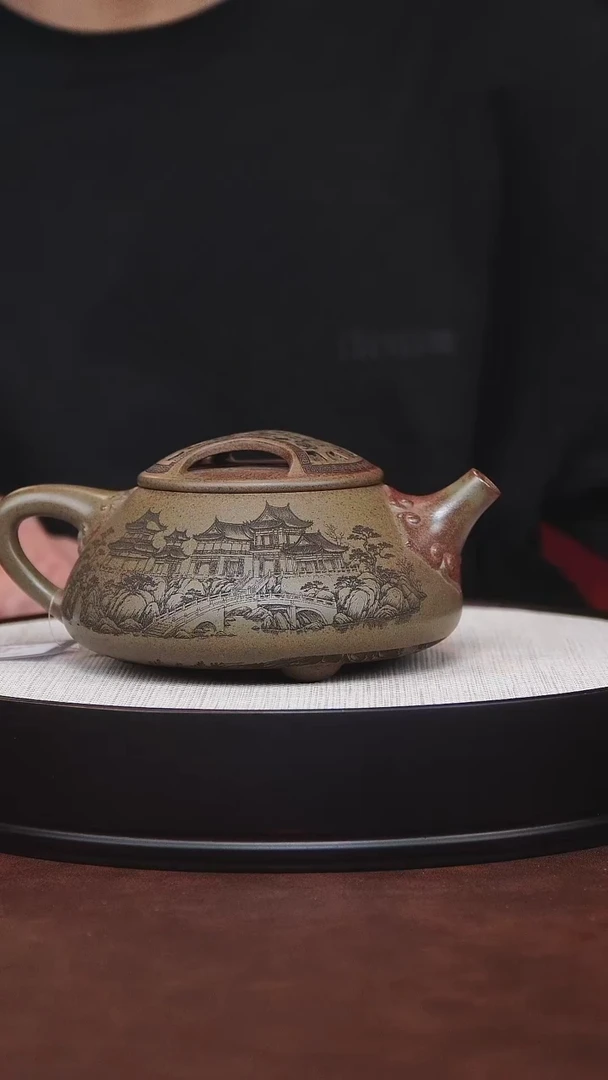 茶壶紫砂宜兴紫砂 牛盖石瓢沉香泥 高艳500cc