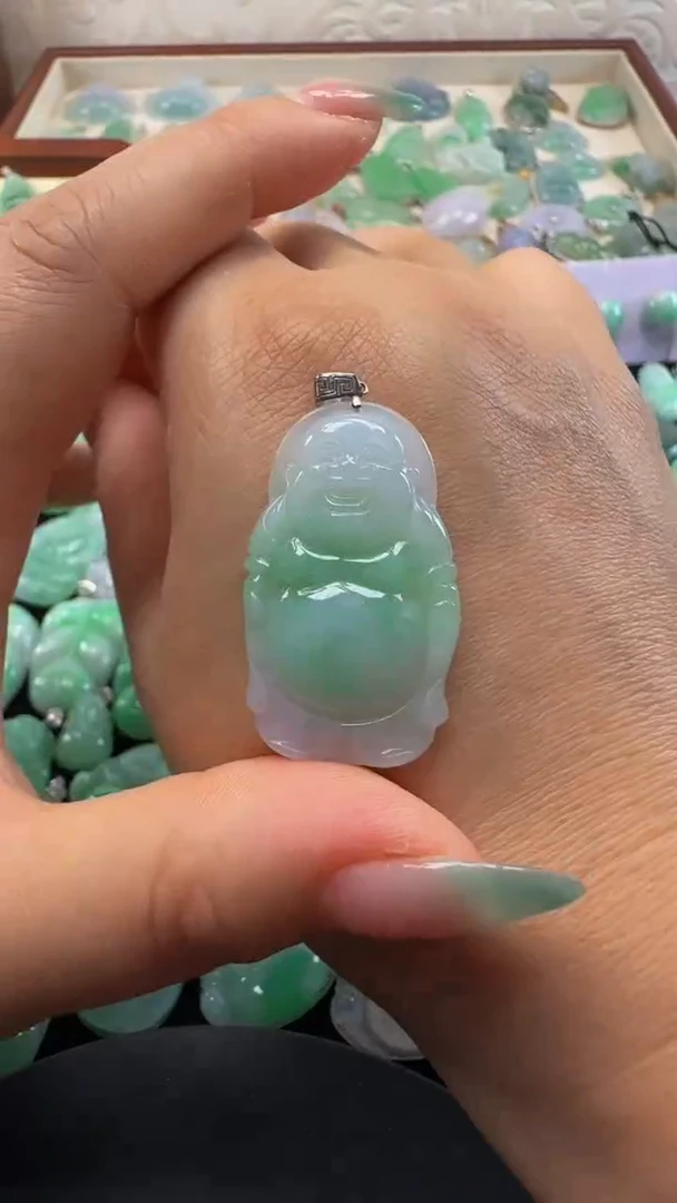 吊坠(不含链)18K金镶嵌翡翠佛
