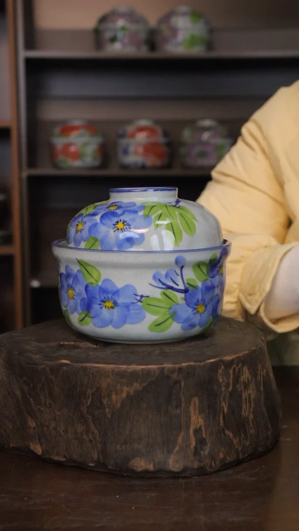 【闪购商品】椿野6.5寸锤纹炖盅（勿忘我）C167