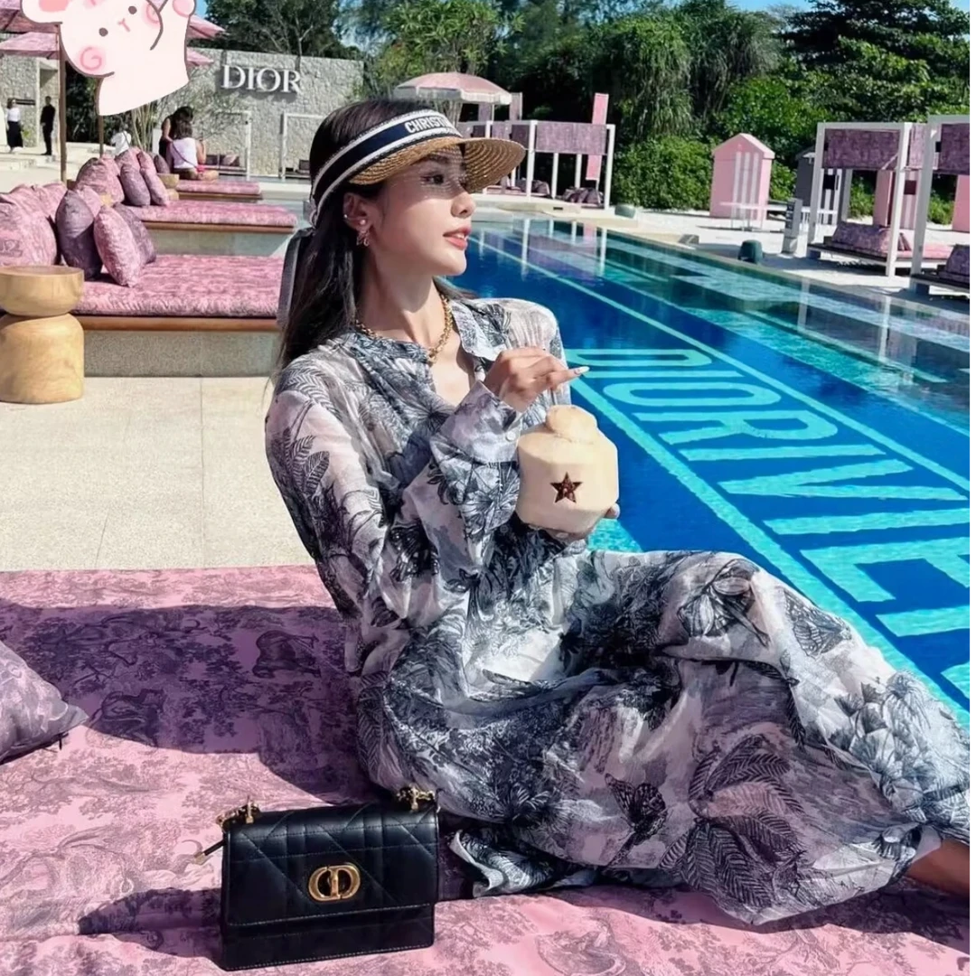 未使用 DIOR/迪奥  满印印花衬衫/34/公价12500