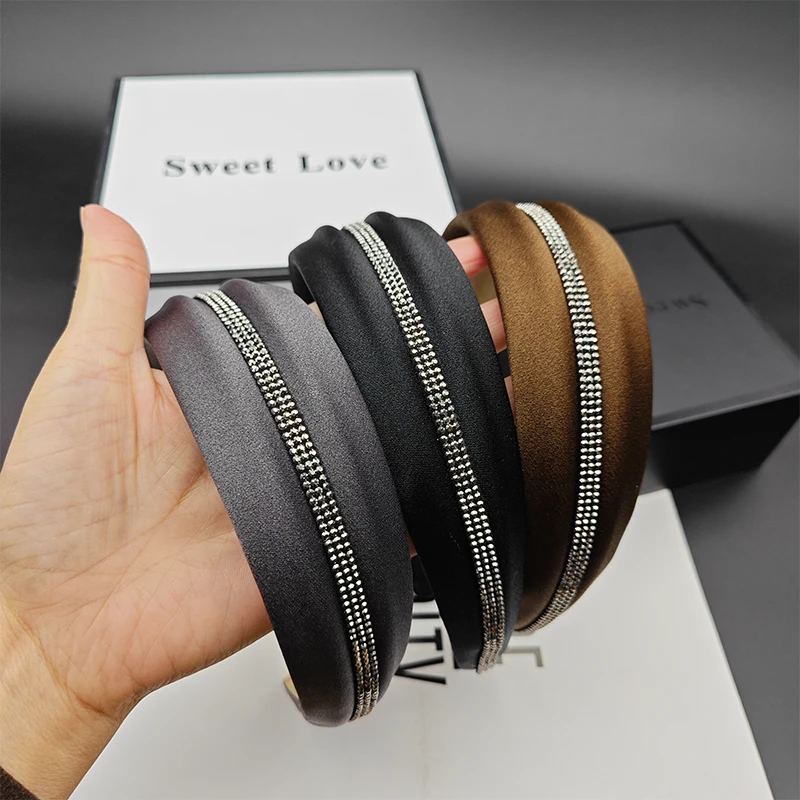 2025新款高级感水钻宽边发箍高颅顶发卡气质头箍发饰显发量头饰女