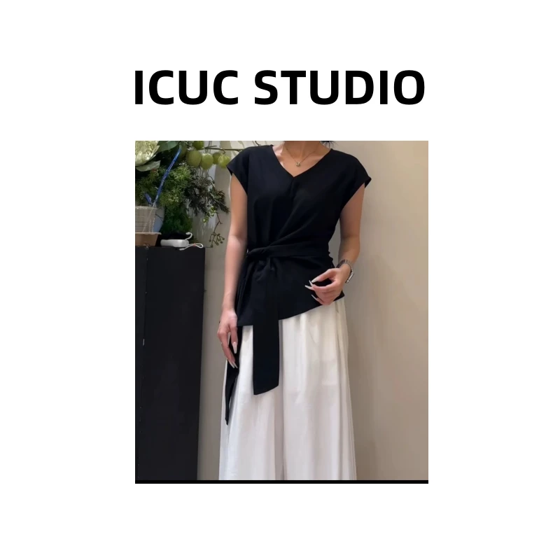 ICUC STUDIO-【气质侧绑带设计感小衫】夏季新款气质百搭衬衫7557