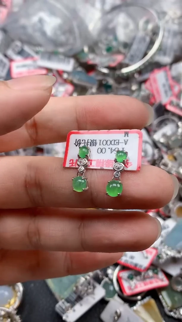 银S925镶嵌戒指翡翠天然A货缅甸翡翠