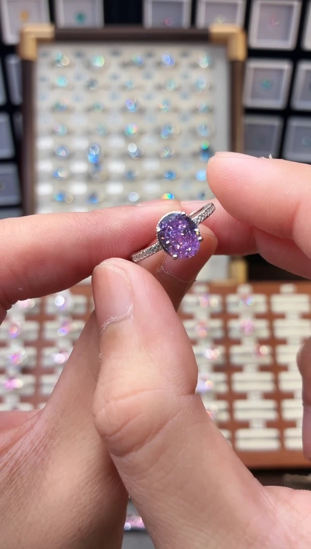 戒指彩色蓝宝石银S925镶嵌1788