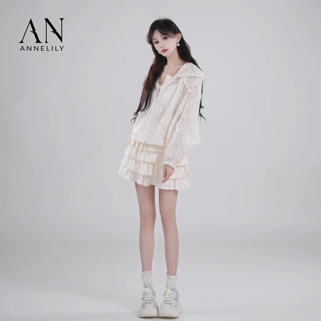 ANNELILY【涵梦】新款轻奢透气休闲气质连帽防晒外套AW2503067