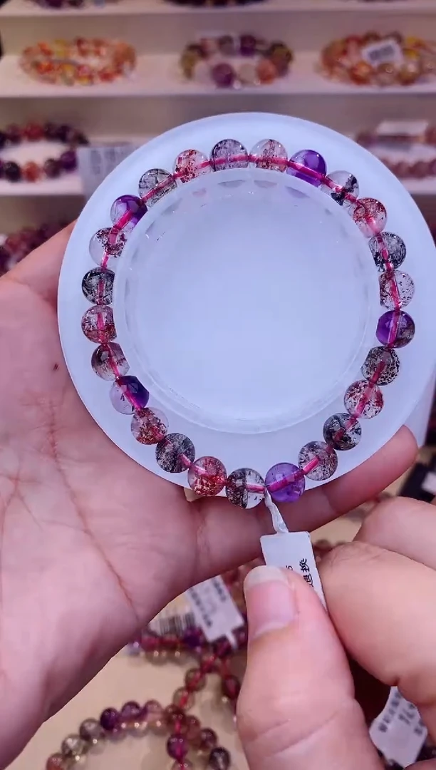 未镶嵌手串水晶黑加仑超七单圈7m+