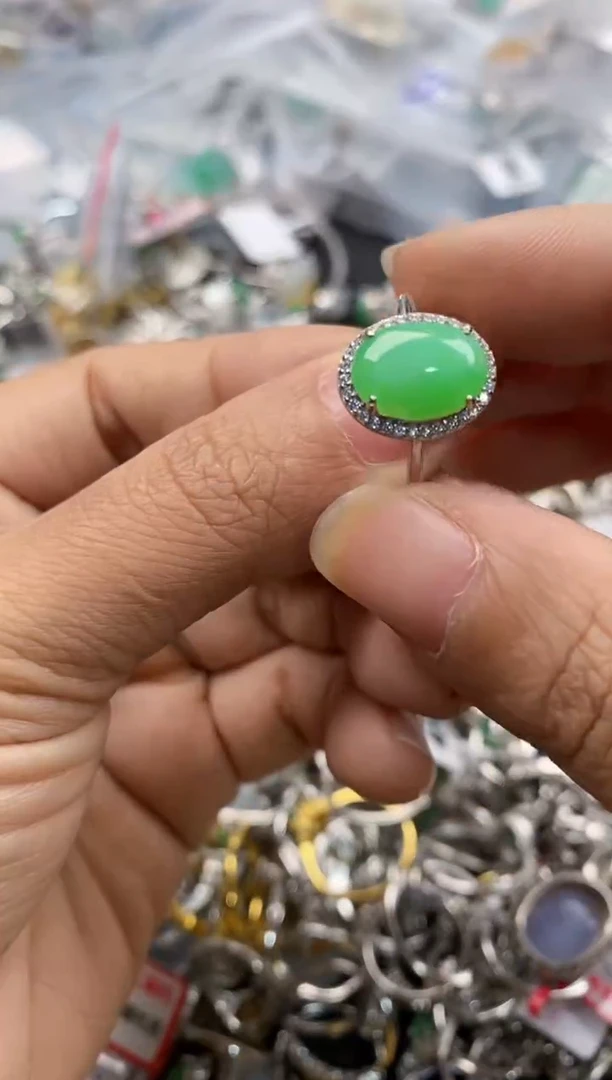 银S925镶嵌戒指翡翠1010---4