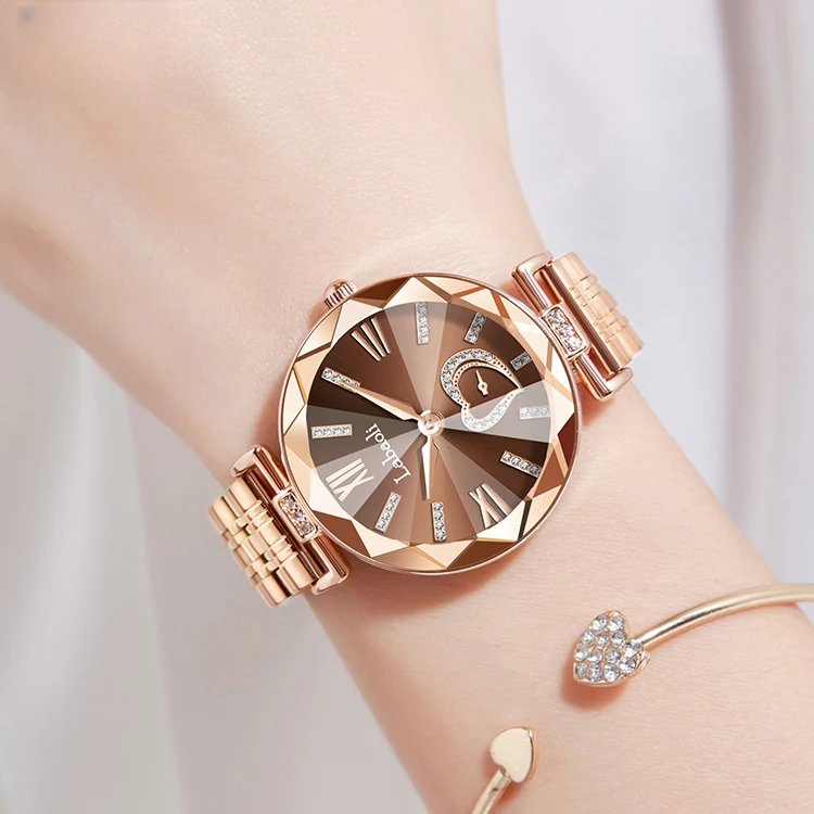 【希可】拉宝丽女款女士小众精致高颜值石英手表钢带防水女表302