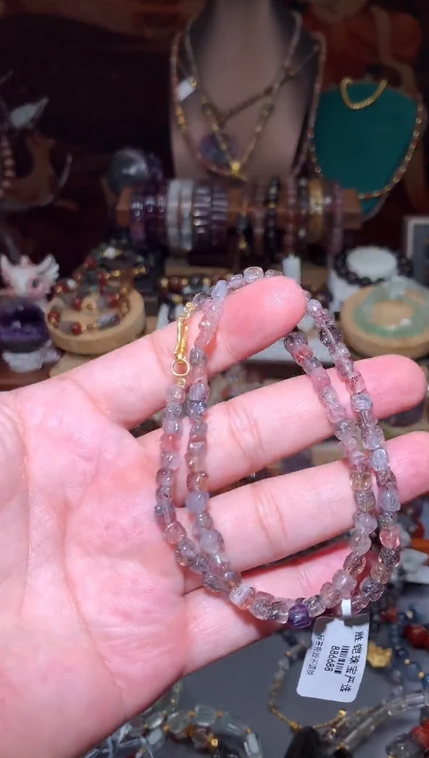 水晶珠宝半成品未镶嵌超七方糖项链，多样性