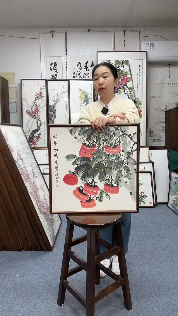 国画尺寸52*52实木画框京东包邮手绘
