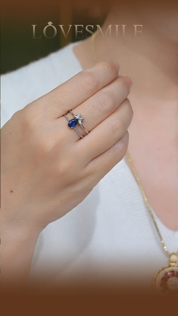 戒指蓝宝石18K金镶嵌042