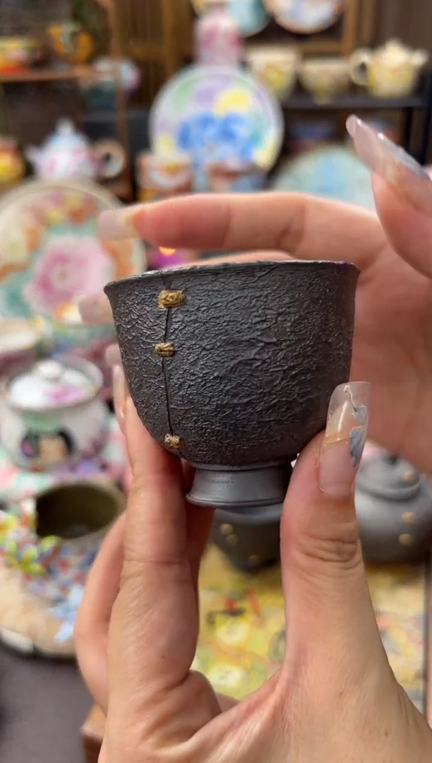 苏记玄铁陶点金高足杯