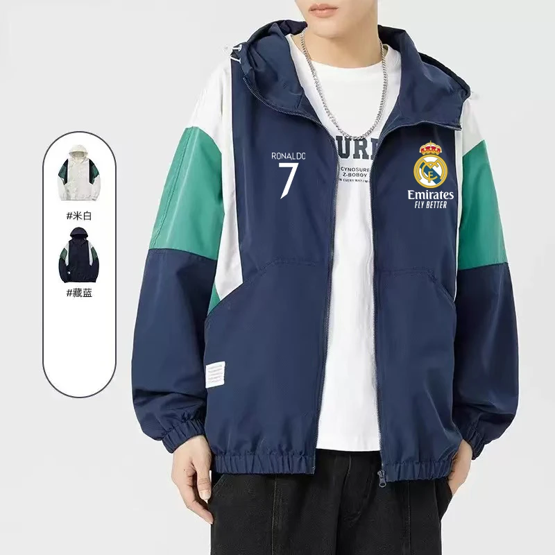【高品质】薄款足球运动外套球迷版宽松夹克男女情侣款上衣百搭C罗
