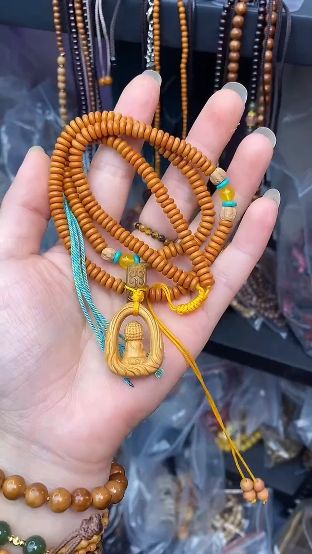 未镶嵌橄榄核手串橄榄核片珠小佛项链
