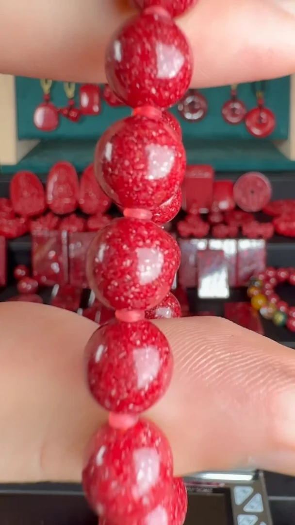 天然辰砂旭*.米晶10MM无备珠