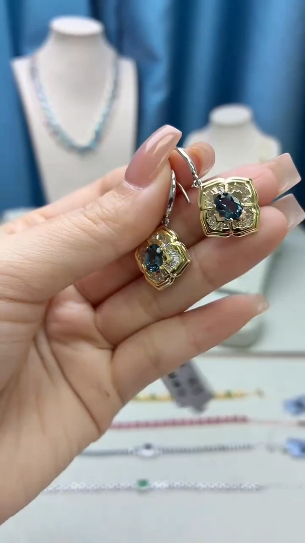 银S925镶嵌托帕石耳饰154JH0102产品一个（多样性）