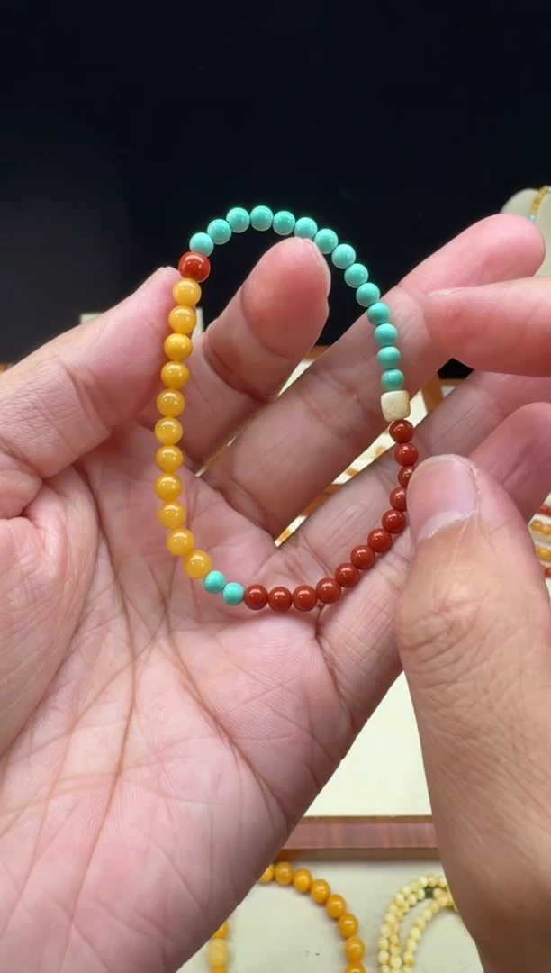 未镶嵌蜜蜡手链蜜蜡三拼