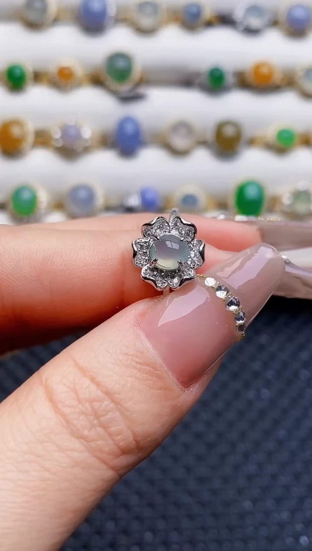 银S925镶嵌戒指翡翠7037