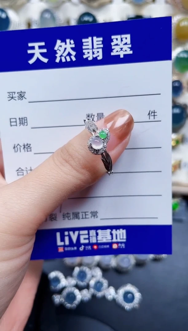 银S925镶嵌戒指翡翠490