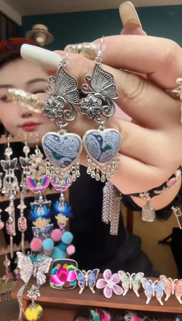 刺绣纯手工民族风刺绣耳环