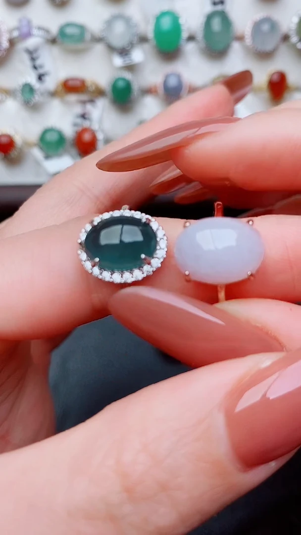 银S925镶嵌戒指翡翠...