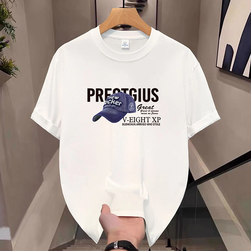 重磅240克新款短袖t恤男夏季韩版潮流简约半袖上衣港风宽松休闲潮