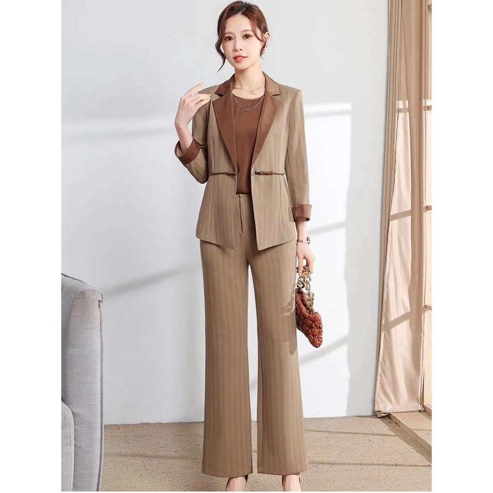 T137西装套装女新款春秋洋气高级时尚端职业西服三件套