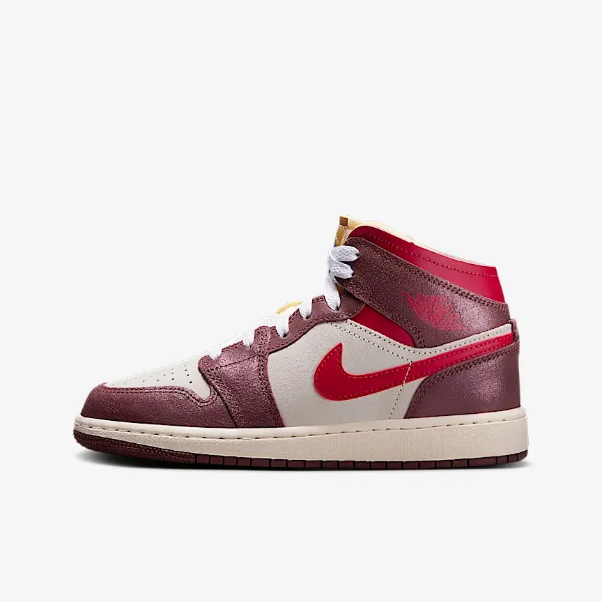 Nike耐克女子AIR JORDAN 1 MID蛇年棕红AJ1中帮板鞋HF3196-100