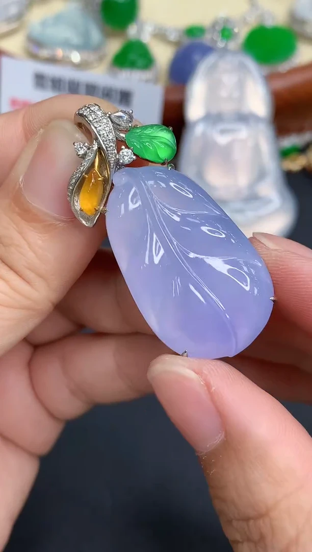 吊坠(不含链)18K金镶嵌翡翠595-中国好珍宝