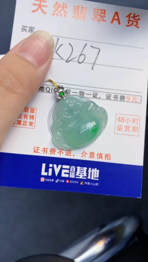 颈饰18K金镶嵌翡翠天然缅甸A货翡翠百元以上9元证书费自理