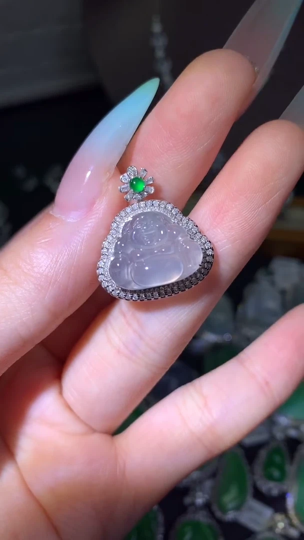 吊坠(不含链)18K金镶嵌翡翠吊坠