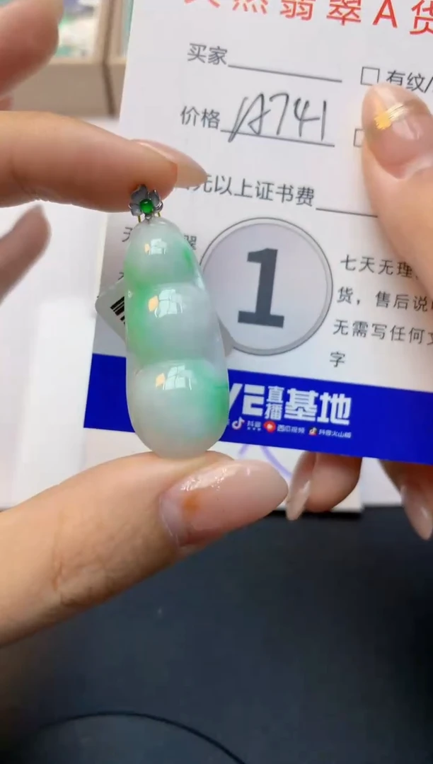 颈饰18K金镶嵌翡翠天然A货缅甸翡翠百元以上9元证书费自理