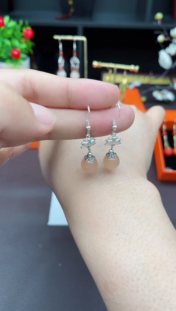 玛瑙/玉髓耳坠银S925镶嵌324000