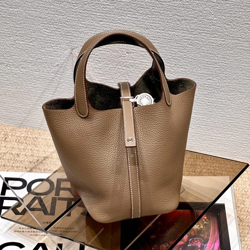 99新 Hermes/爱马仕 大象灰银扣菜篮子18 K刻